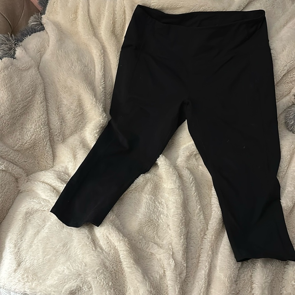 ZELLA BLACK CROPPED SPANDEX LEGGINGS SZ XL NEW